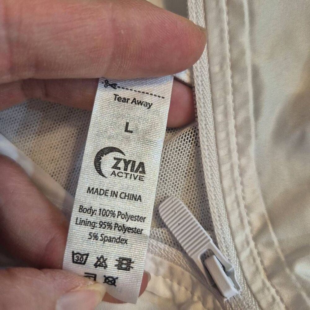 ZYIA Active Windbreaker Jacket Womens White Marble Mesh Back Packable Zip NEW NW - Picture 13 of 15